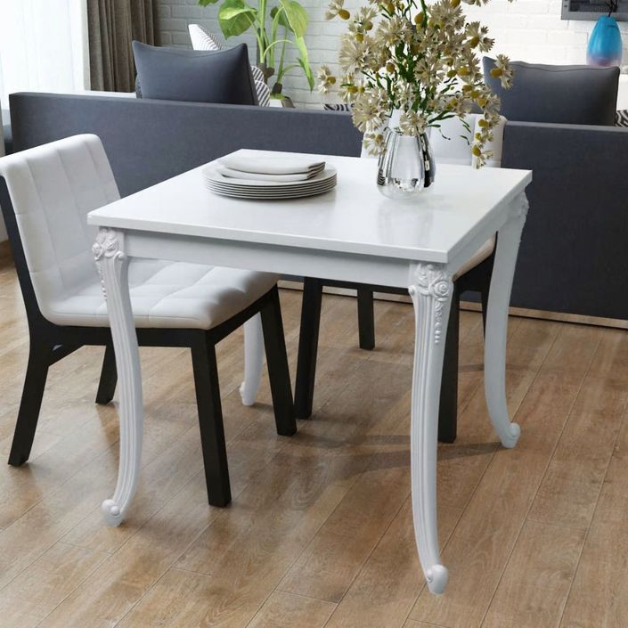 Table carrée bois blanc et pieds plastique Pomme 80 cm - Photo n°2