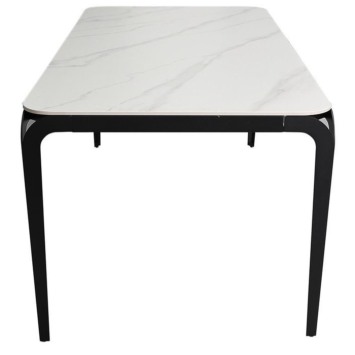 Table à manger céramique effet marbre blanc et pieds métal noir Boxer L 180 cm - Photo n°3