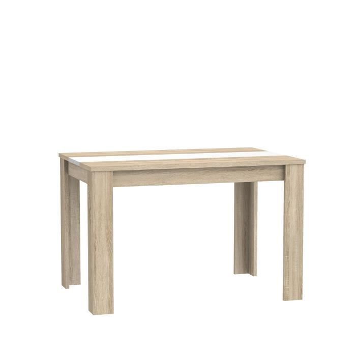 Table a manger de 4 personnes - Décor chene et blanc mat - ELÄMÄ - L 120 x l 80 cm - Photo n°1