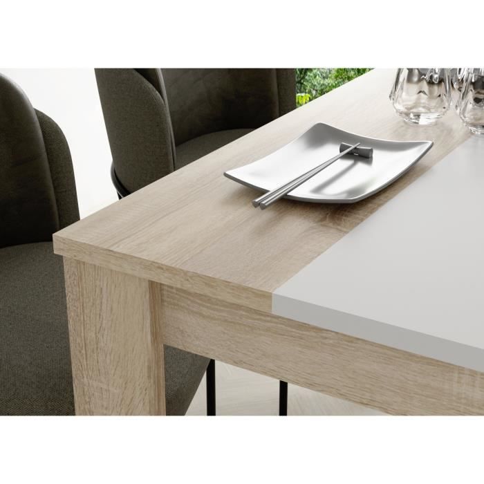 Table a manger de 4 personnes - Décor chene et blanc mat - ELÄMÄ - L 120 x l 80 cm - Photo n°4