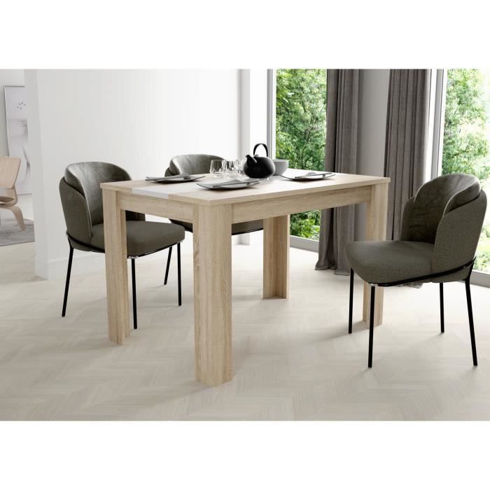 Table a manger de 4 personnes - Décor chene et blanc mat - ELÄMÄ - L 120 x l 80 cm - Photo n°5