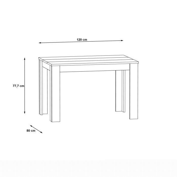 Table a manger de 4 personnes - Décor chene et blanc mat - ELÄMÄ - L 120 x l 80 cm - Photo n°6