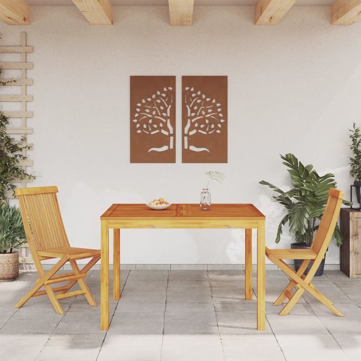 Table à manger de jardin 110x110x75 cm bois d'acacia massif - Photo n°3