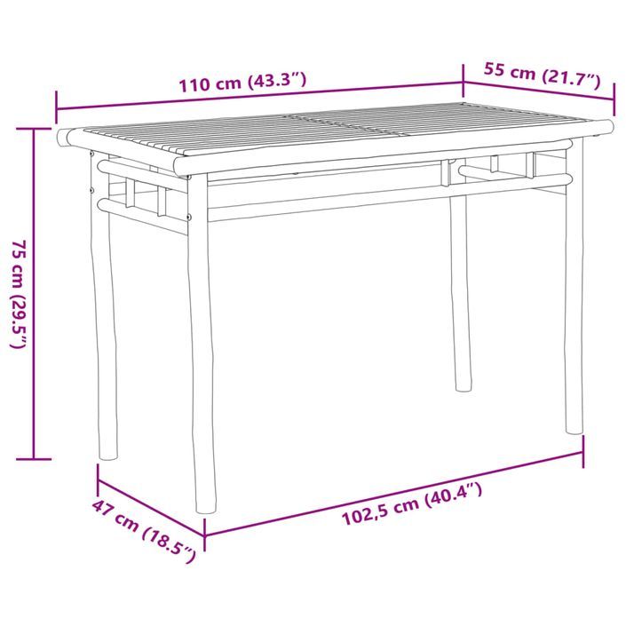 Table à manger de jardin 110x55x75 cm bambou - Photo n°8