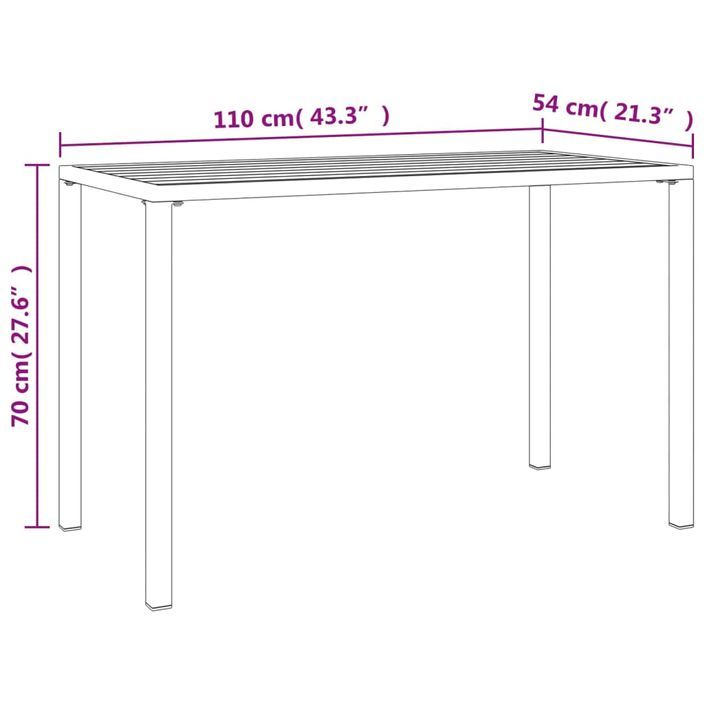 Table à manger de jardin anthracite 110x54x70 cm acier - Photo n°7