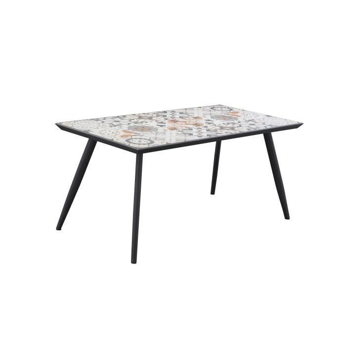 Table a manger de jardin -Style zellige -162 cm - Acier thermolaqué + carreaux de céramique - Photo n°1
