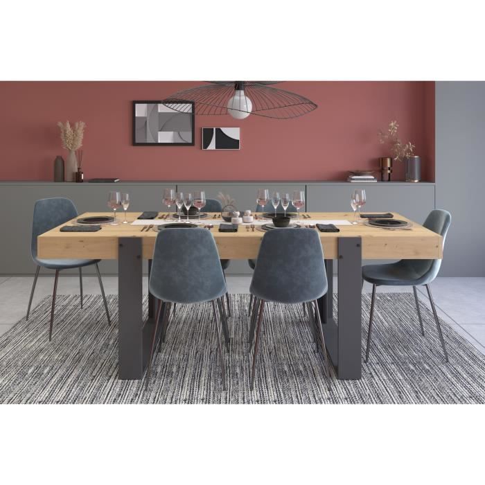 Table a manger - Décor chene artisan et Gris Ombre - L 223,9 x P 93 x H 78,6 cm - LOFT - Photo n°3