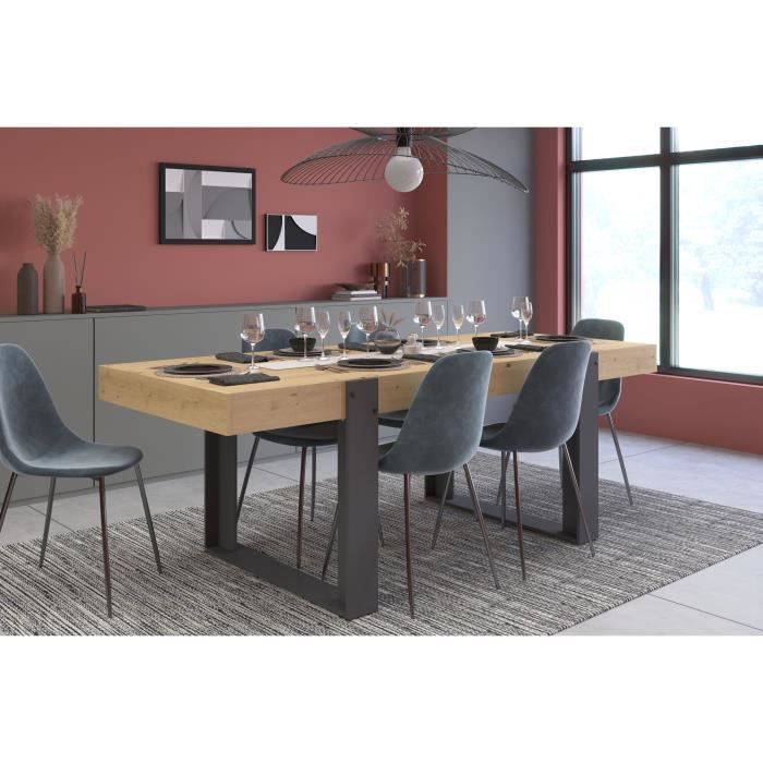 Table a manger - Décor chene artisan et Gris Ombre - L 223,9 x P 93 x H 78,6 cm - LOFT - Photo n°4