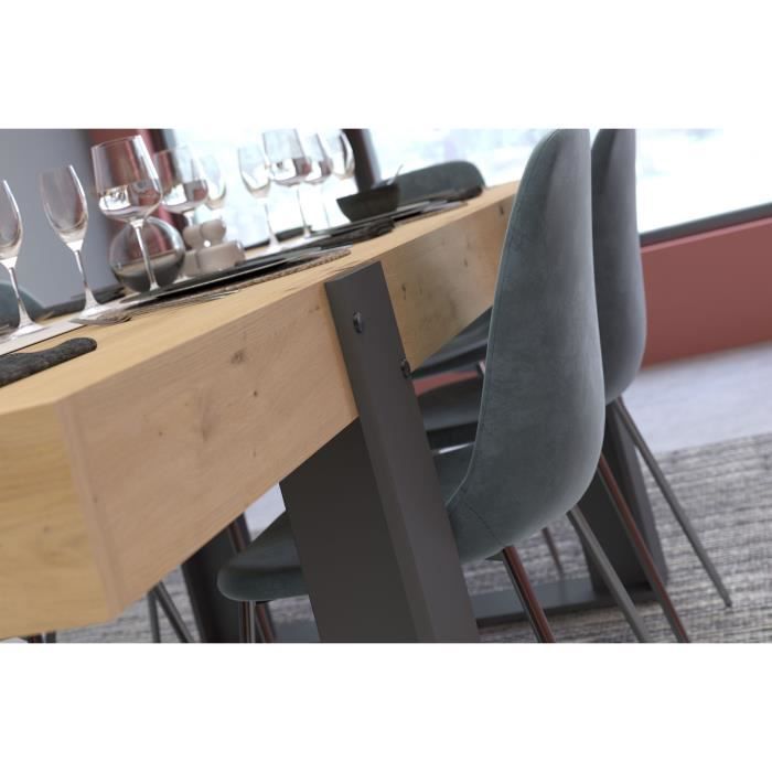 Table a manger - Décor chene artisan et Gris Ombre - L 223,9 x P 93 x H 78,6 cm - LOFT - Photo n°5