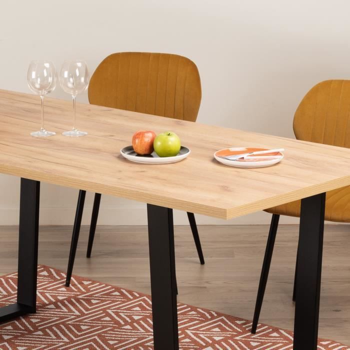 Table a manger - Décor chene - Pieds en métal noir - L 180 x P 85 x H 74,5 cm - INDUSTRY - Photo n°4