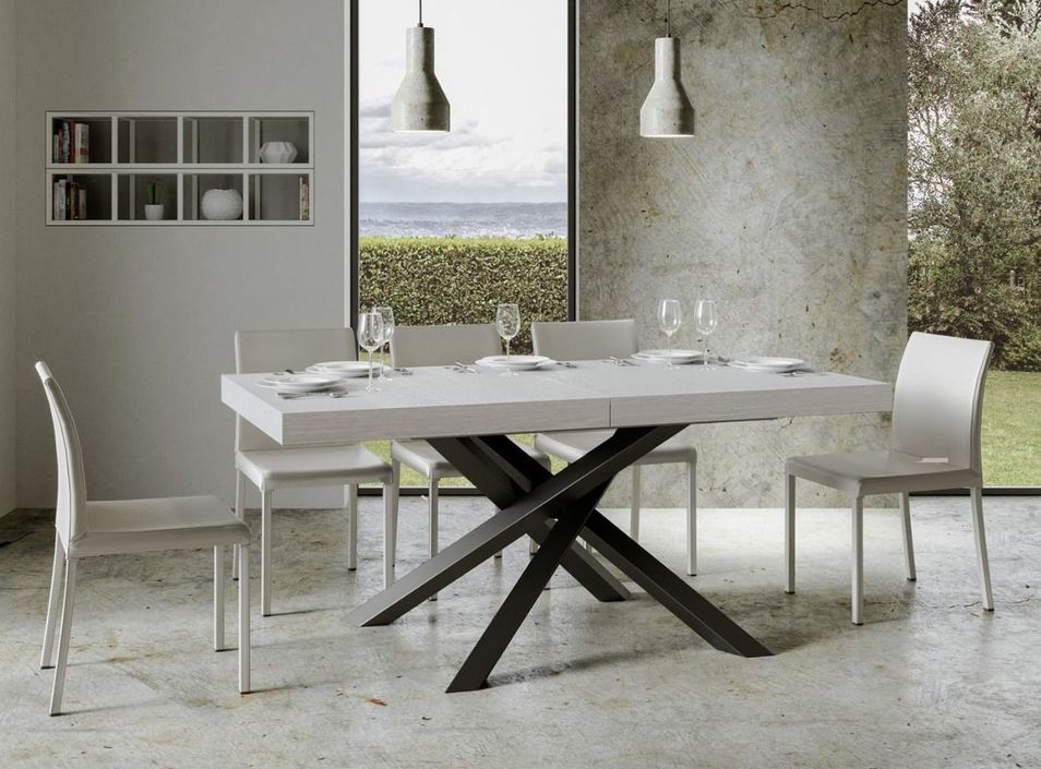 Table à manger design blanche et pieds entrelacés anthracite 180 cm Artemis - Photo n°2
