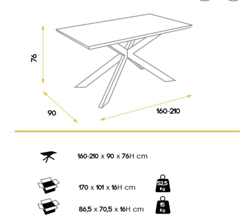 Table à manger design extensible blanc mat et pieds métal blanc Reina 160 à 210 cm - Photo n°7