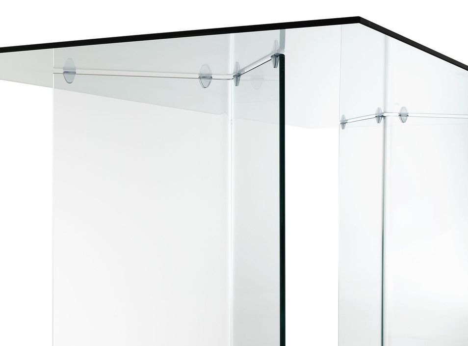 Table à manger design verre trempé transparent Akifa L 180 cm - Photo n°4