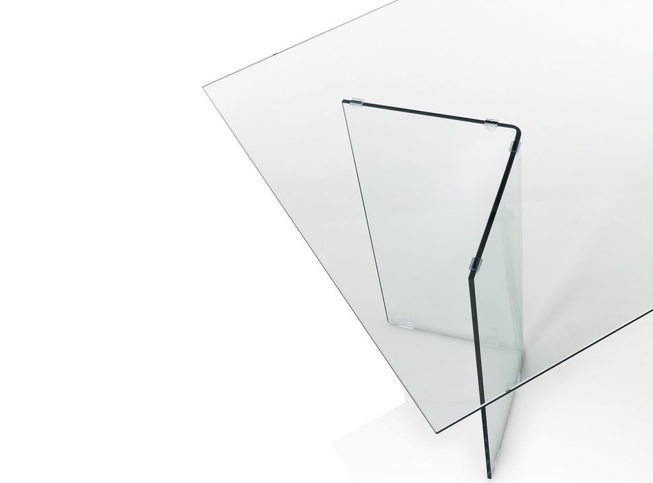Table à manger design verre trempé transparent Akifa L 180 cm - Photo n°5