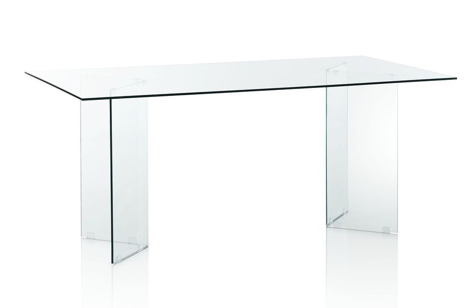 Table à manger design verre trempé transparent Akifa L 180 cm - Photo n°1