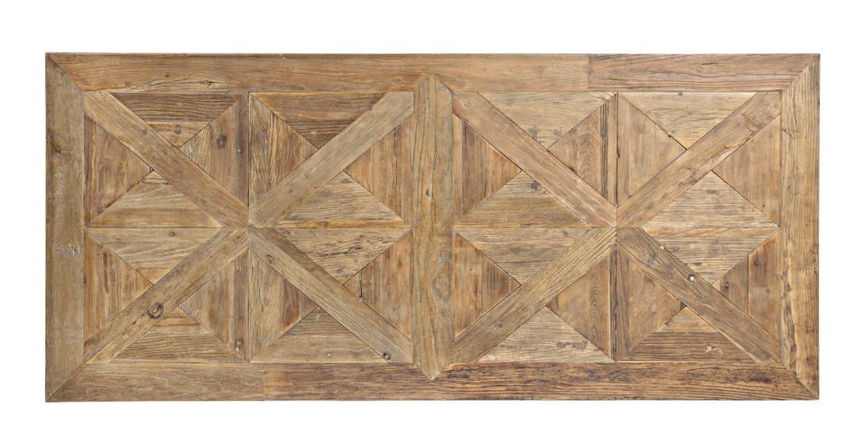 Table à manger en bois d'orme avec plateau effet parquet vieilli Kaira - Photo n°4