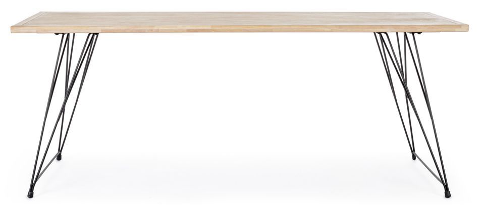 Table à manger en bois de l'hévéa blanchi et pieds acier noir Dino 200 cm - Photo n°2