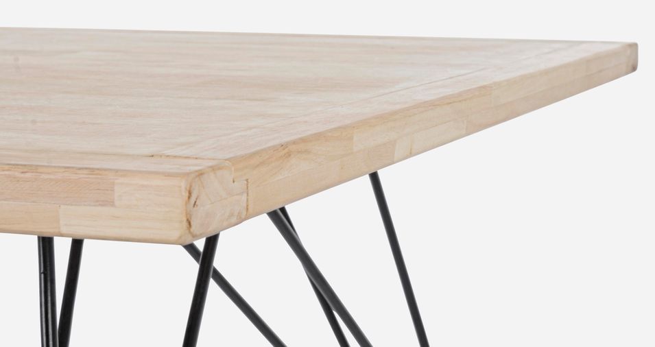 Table à manger en bois de l'hévéa blanchi et pieds acier noir Dino 200 cm - Photo n°3