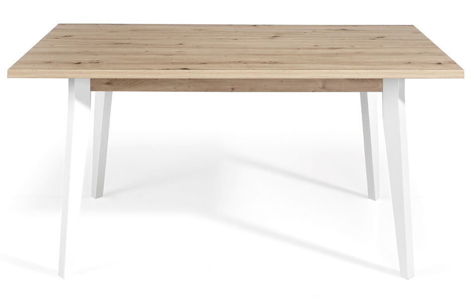 Table à manger en bois chêne clair et pieds bois blanc Kalieto 160 cm - Photo n°2