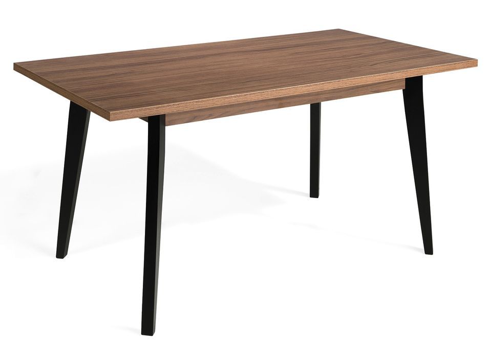 Table à manger en bois marron et pieds bois noir Kalieto 160 cm - Photo n°1