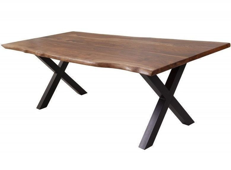 Table à manger en bois massif foncé et pieds métal noir Amazone L 220 cm - Photo n°1