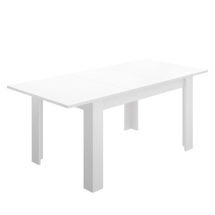 Table a manger extensible 4-6 personnes- Décor blanc - L 190 x P 90 x H 77 cm - DINE - Photo n°1