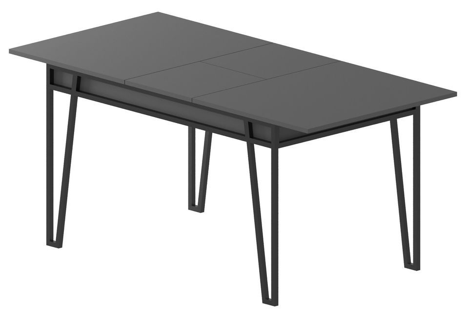 Table à manger extensible anthracite et métal noir Kasper 130/170 cm - Photo n°4