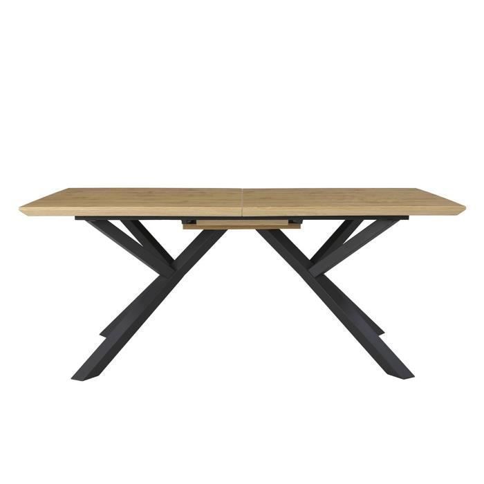 Table a manger extensible - Décor chene et métal noir - ELLIOR - L 180/200 x P 90 x H 76 cm - Photo n°3
