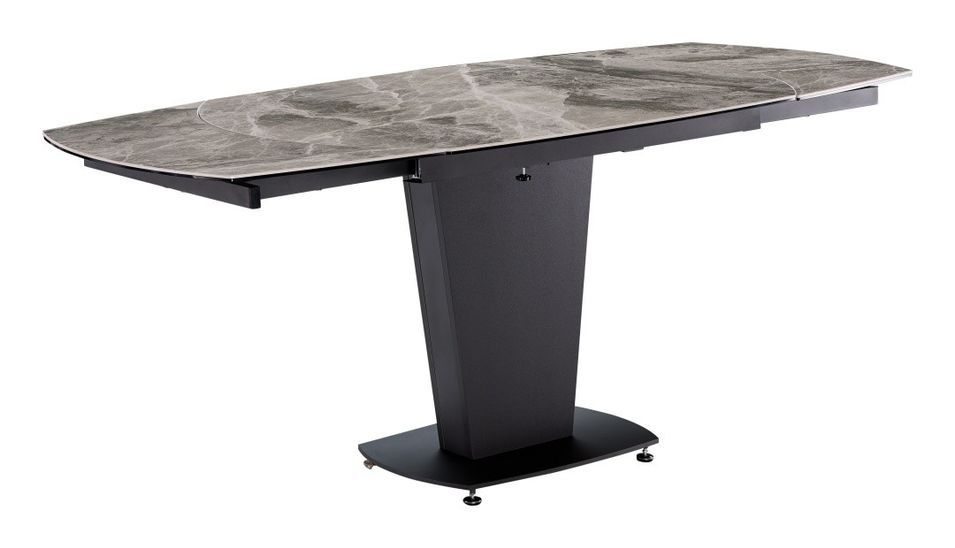 Table à manger extensible plateau en marbre gris Kinka 150 à 180 cm - Photo n°2