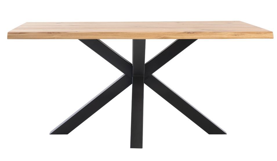 Table à manger industrielle Kunia – Plateau chêne massif clair et pieds métal noir - Photo n°2