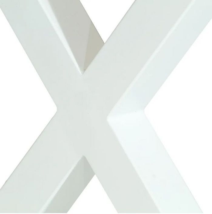 Table à manger manguier massif clair et pieds métal blanc en X droit Ledor 180 cm - Photo n°4