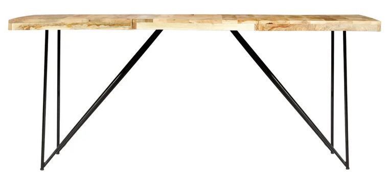 Table à manger manguier massif clair et pieds métal noir Neral 180 cm - Photo n°2