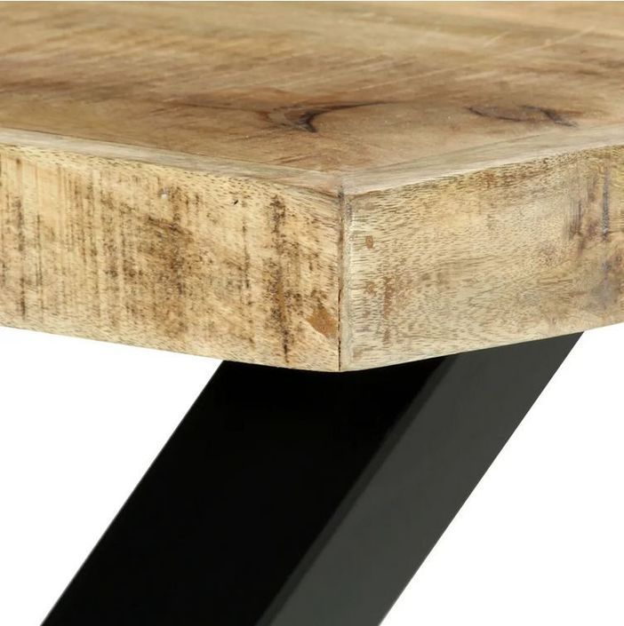 Table à manger manguier massif clair et pieds métal noir en X droit Ledor 180 cm - Photo n°4