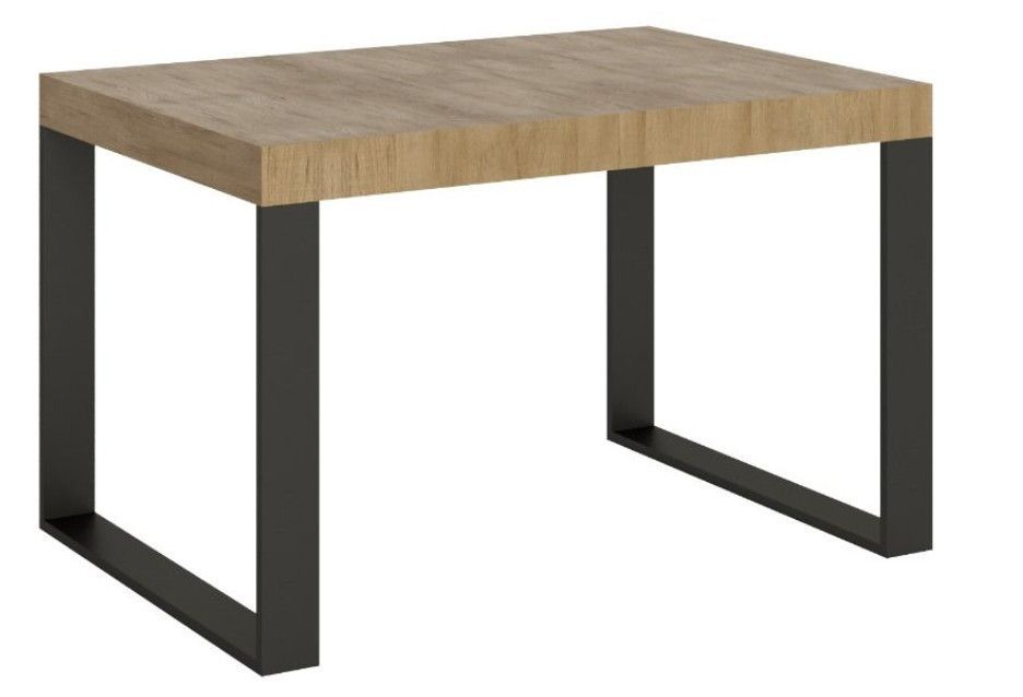 Table à manger moderne bois clair et pieds métal anthracite Tiroz 130 cm - Photo n°1