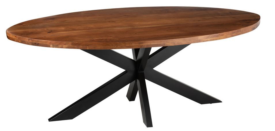 Table à manger ovale bois acacia marron L 210 cm - Photo n°1