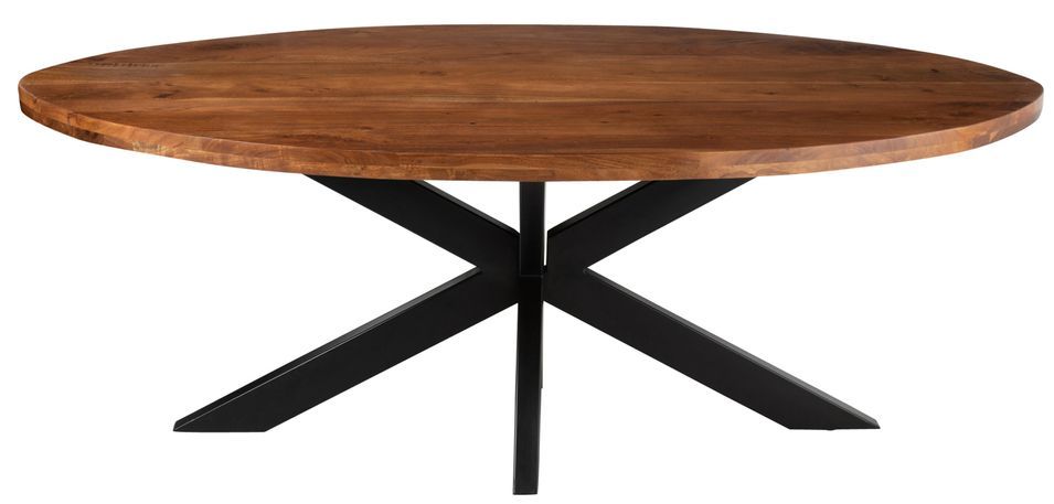 Table à manger ovale bois acacia marron L 210 cm - Photo n°2