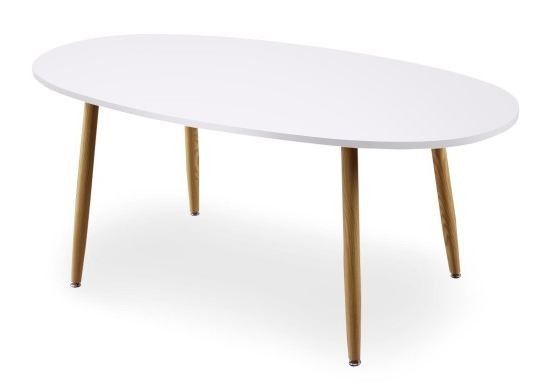 Table à manger ovale bois blanc et clair Yolane 180 cm - Photo n°1