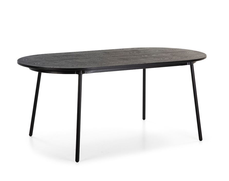 Table à manger ovale bois massif et pieds métal noir Anja 180 cm - Photo n°1