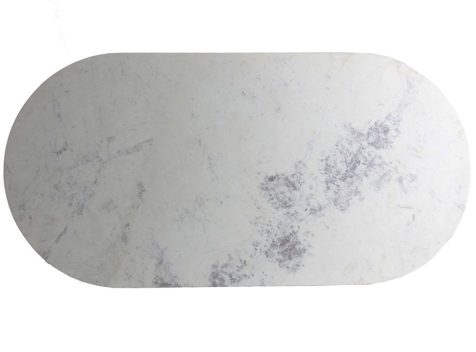 Table à manger ovale design marbre blanc et pied acier doré mat Mensa 200 cm - Photo n°5