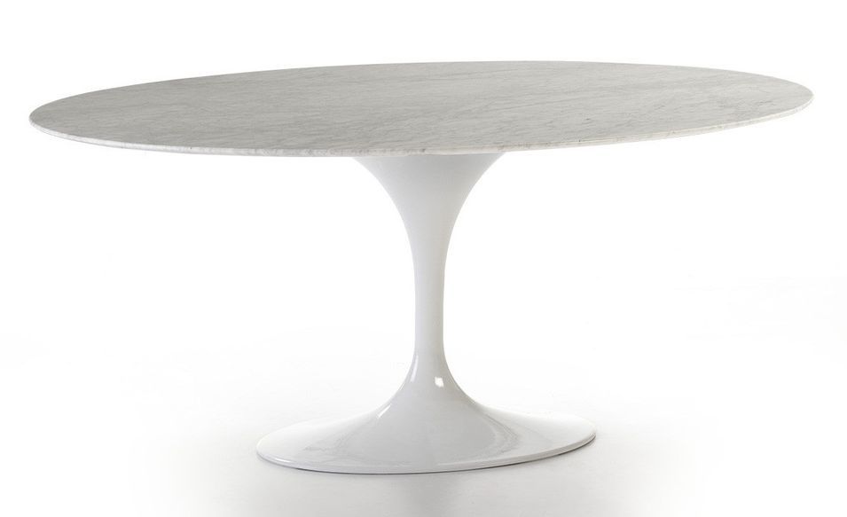 Table à manger ovale moderne marbre et pied métal blanc 170 cm - Photo n°1