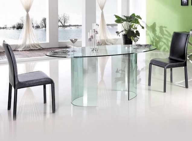 Table à manger ovale verre transparent Tara 180 cm - Photo n°1