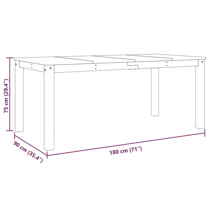 Table à manger Panama 180x90x75 cm bois massif de pin - Photo n°8