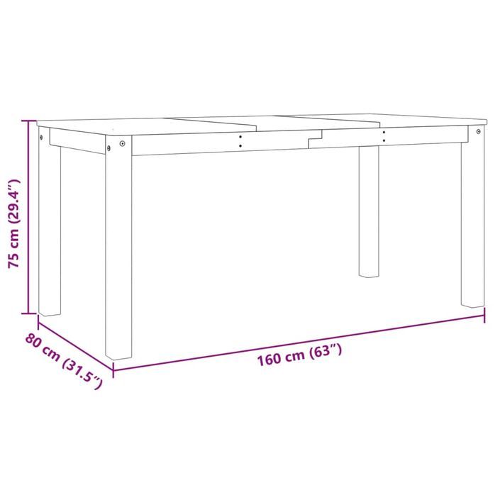 Table à manger Panama blanc 160x80x75 cm bois massif de pin - Photo n°8