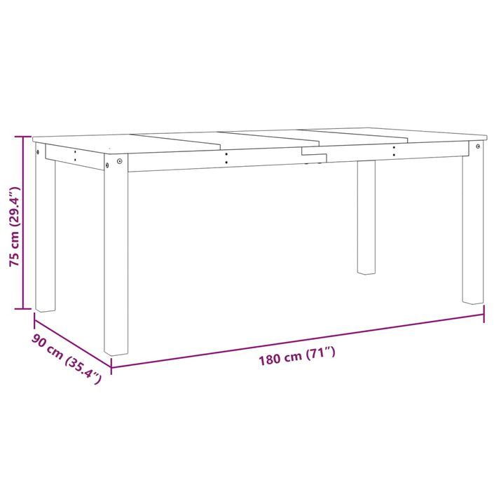 Table à manger Panama blanc 180x90x75 cm bois massif de pin - Photo n°8