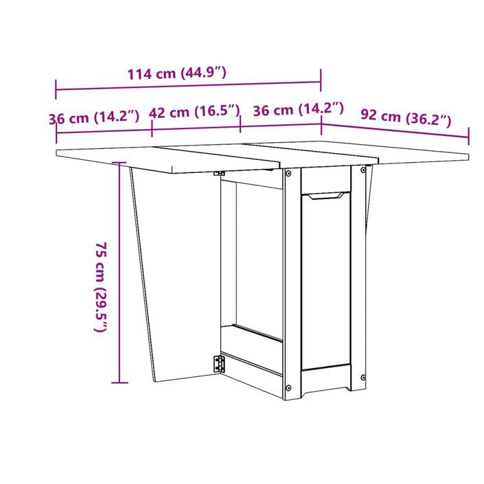 Table à manger papillon pliable Corona blanc bois de pin massif - Photo n°11