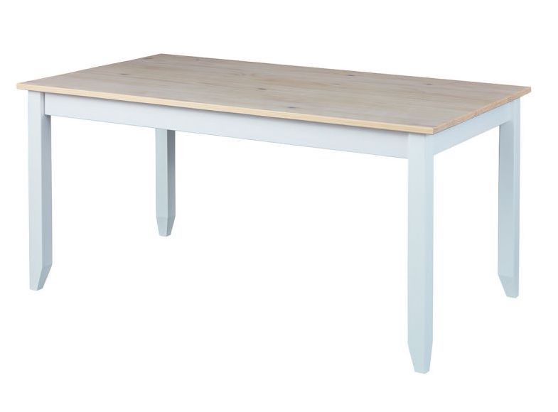 Table à manger pin massif blanc et bois clair Caly 160 cm - Photo n°1
