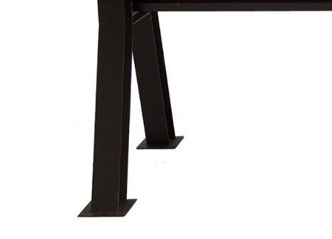 Table à manger rectangulaire industriel bois de Pin massif recyclé foncé et pieds fer noir Vinka 200 cm - Photo n°3