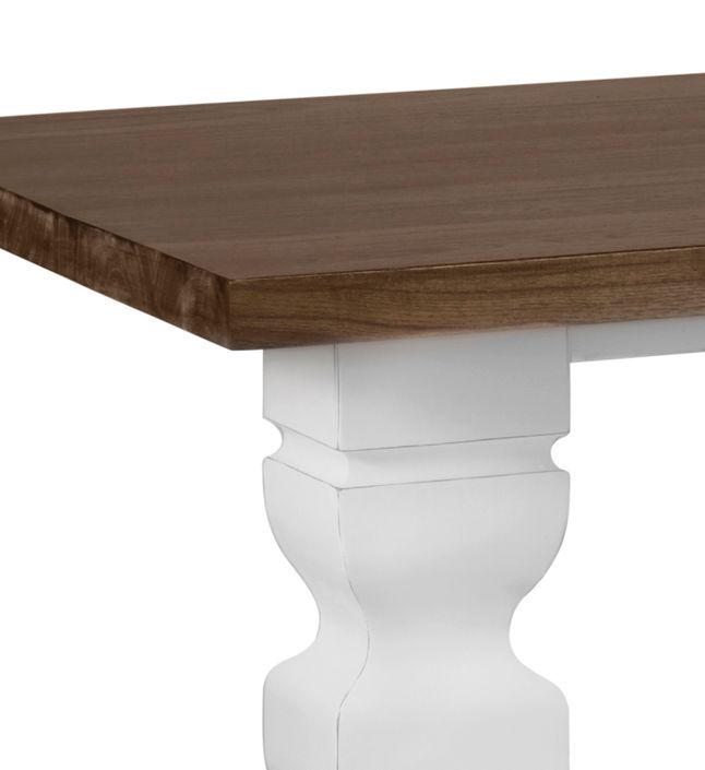 Table à manger provençale bois massif de mindi blanc et marron Kirest 200 cm - Photo n°4