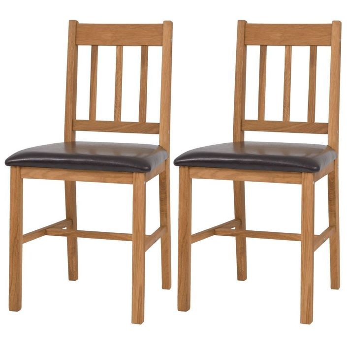 Table à manger rectangulaire avec 2 chaises et banc chêne massif Pannos - Photo n°2