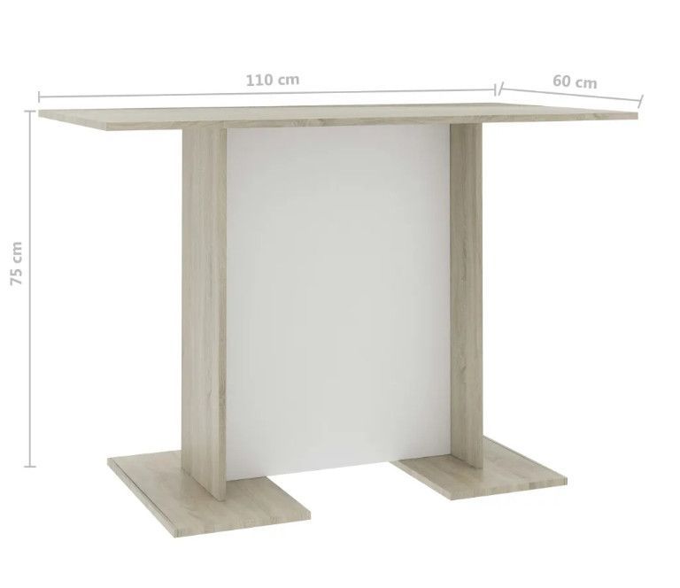 Table à manger rectangulaire blanc et chêne sonoma Level - Photo n°6